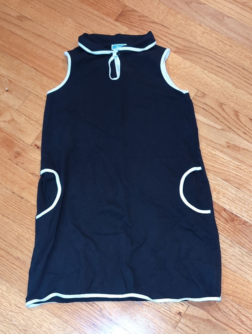Jacadi Navy Sleeveless Knit Dress with White Trim